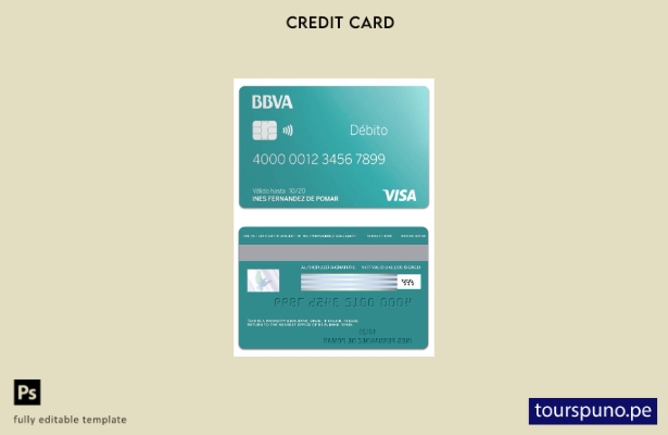 lista para imprimir plantilla de tarjeta de débito visa del Banco BBVA de España